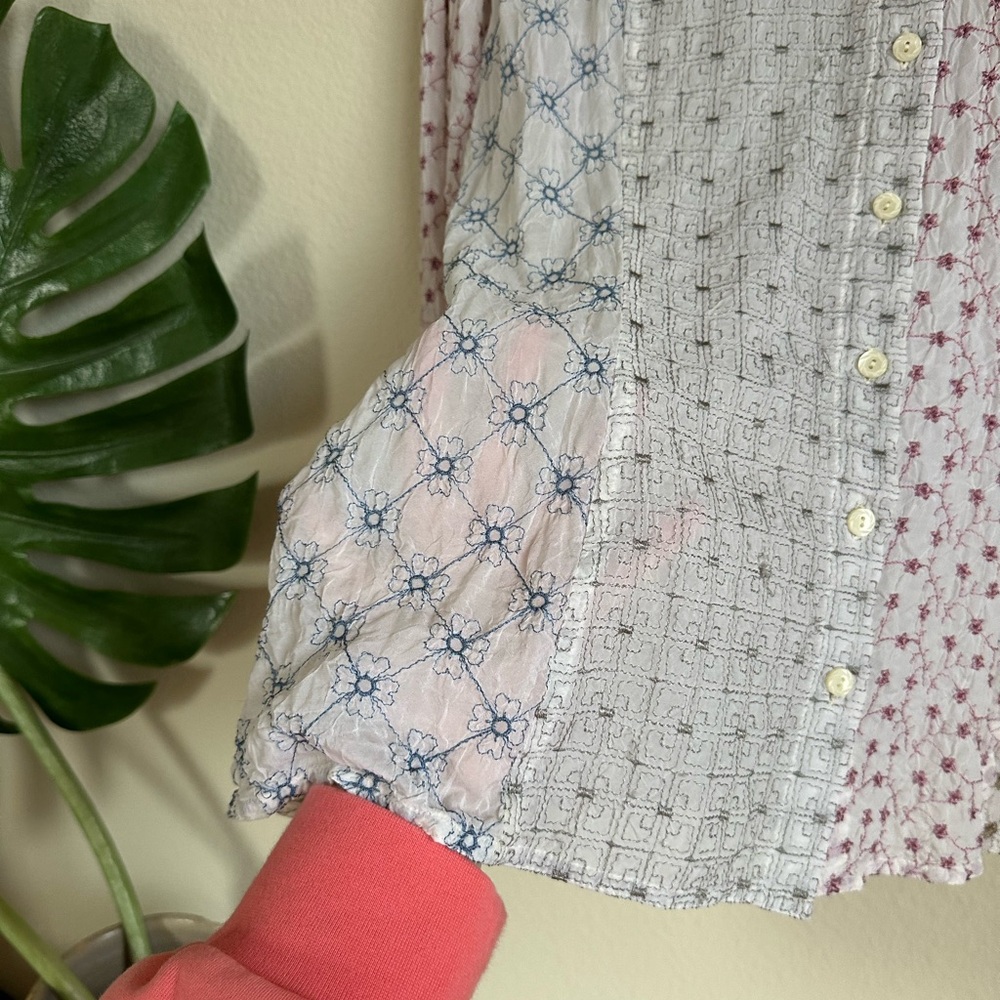J. Jill Embroidered Rayon Patchwork Button Down T… - image 6